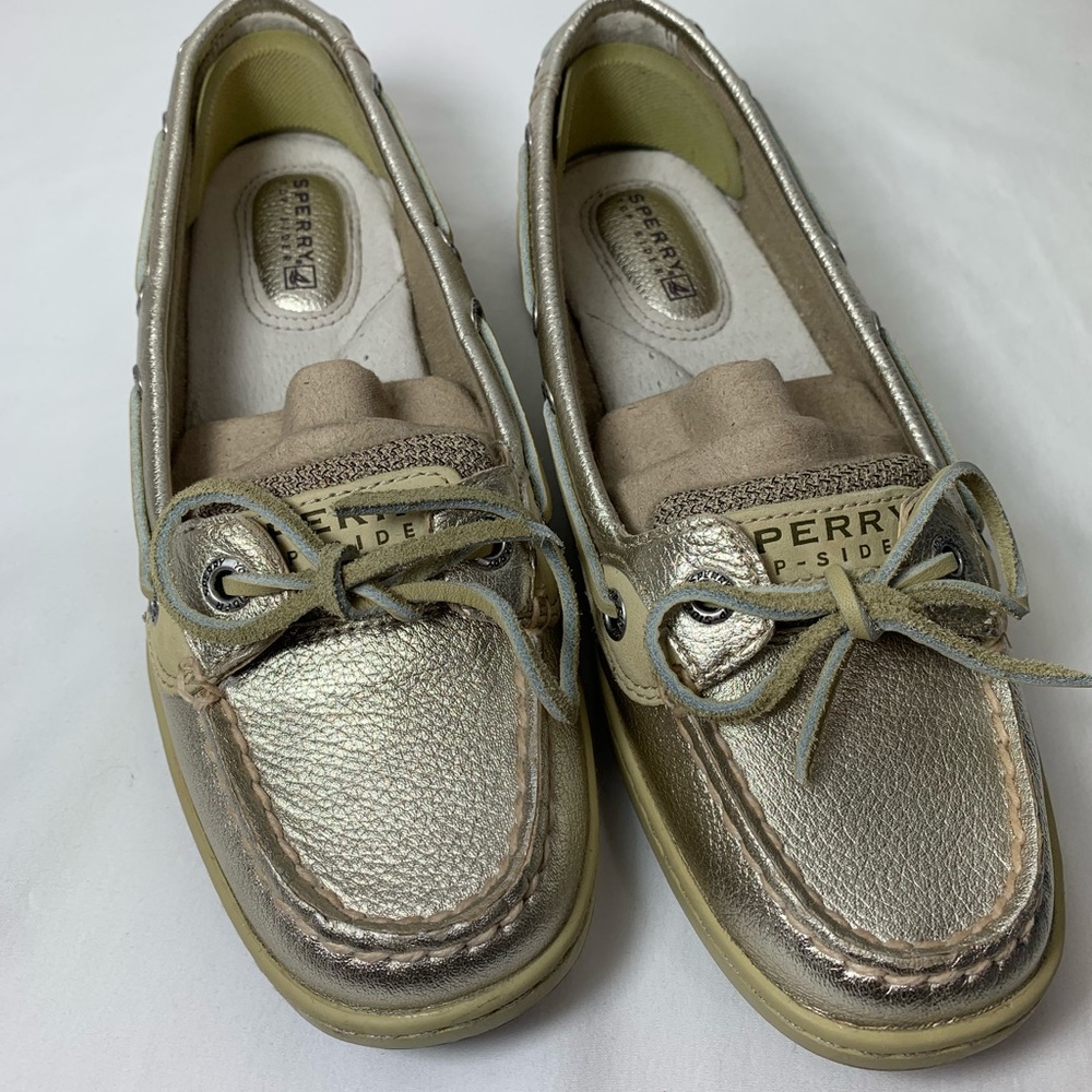 New Ladies Size 5 1/2 M Sperry AngelFish Gold Boat